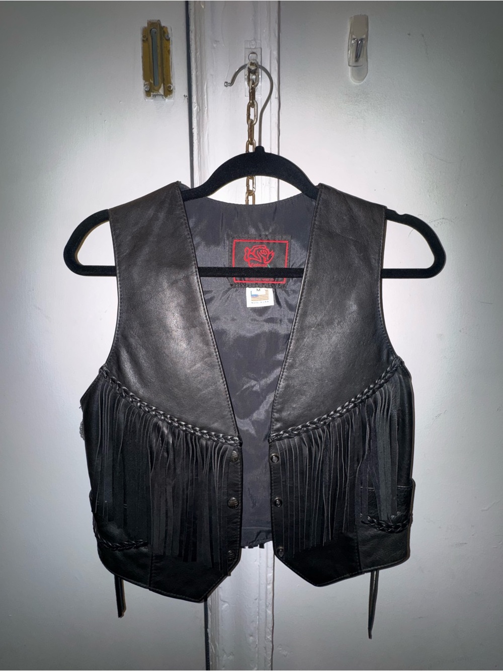 Vintage Black Leather Fringe Vest from Fashions by Rose